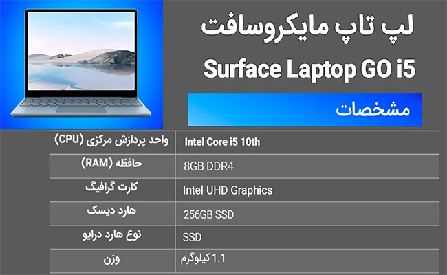 لپ تاپ 12.4 اینچی مایکروسافت مدل surface laptop go لپ تاپ 12.4 اینچی مایکروسافت مدل surface laptop go