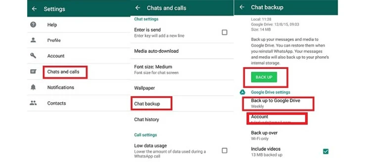 انتقال چت‌های واتس‌اپ از طریق بکاپ گوگل