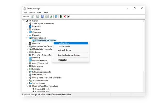 پنجره Device Manager در این عکس پنجره Device Manager در ویندوز 10 نمایش داده شده است.