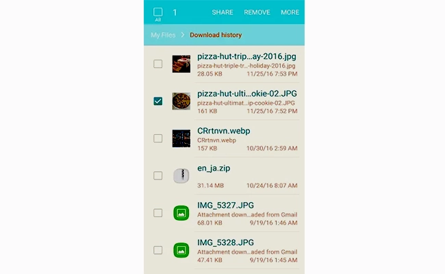 فایل تاریخچه دانلودیها فایل download history در گوشی