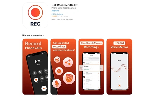 برنامه Call Recorder iCall صفحه اول برنامه Call Recorder iCall