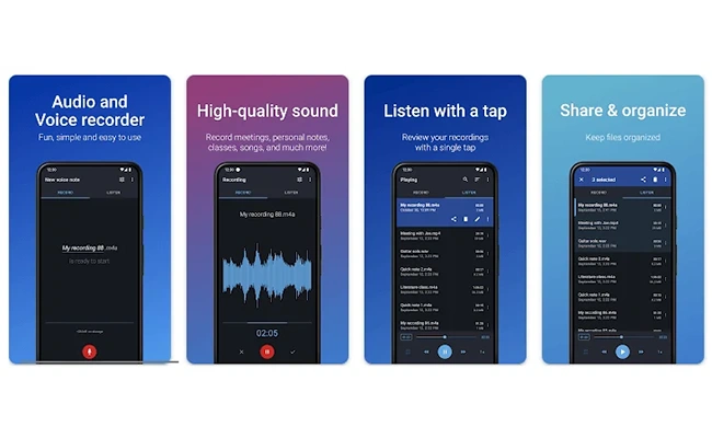 برنامه Easy Voice Recorder رابط کاربری برنامه Easy Voice Recorder