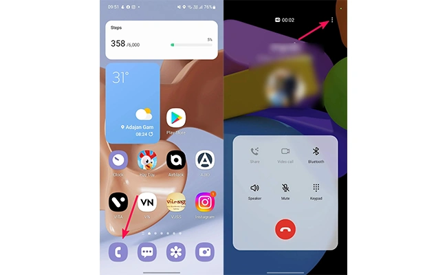 ضبط تماس در سامسونگ برنامه تلفن در One UI در گوشی های سامسونگ