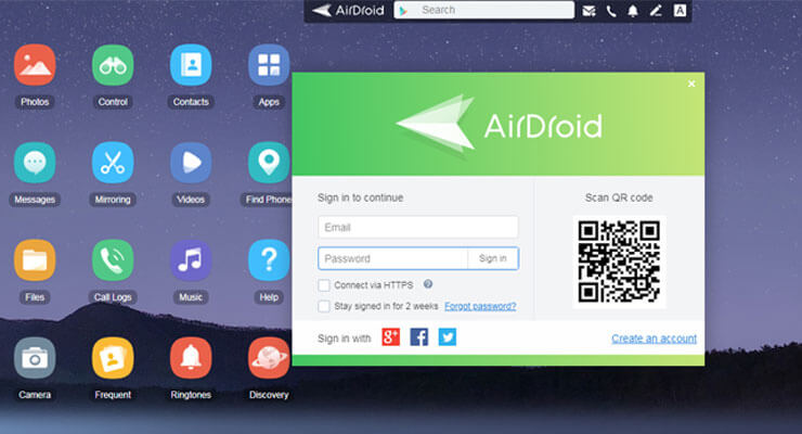 اتصال گوشی به کامپیوتر با WiFi توسط برنامه AirDroid