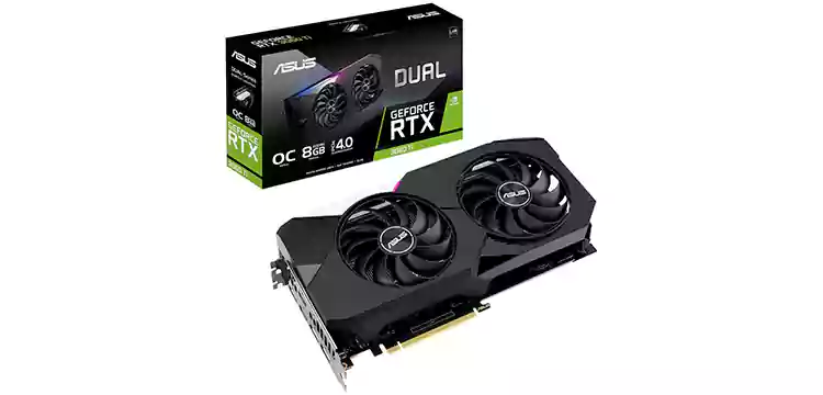 کارت گرافیک ایسوس مدل GeForce RTX 3060 با دو فن محوری برای جلوگیری از داغ‌کردن