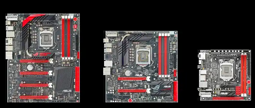 فرم فاکتور مادربرد از چپ به راست: ATX , MicroATX , Mini-ITX