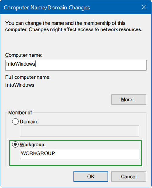 گام اول: تنظیم نام Workgroup