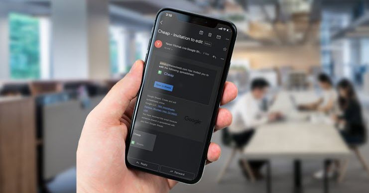 حالت Dark mode برای نرم افزار Gmail